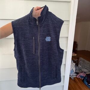 UNC University of North CarolinaNavy Sleeveless Zip-Up Vest with Light Blue Logo